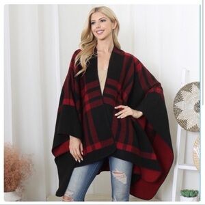 Buffalo Plaid Poncho One Size NWT
